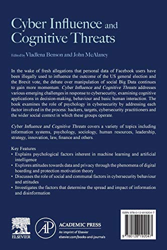 Cyber Influence and Cognitive Threats by Vladlena Benson PhD  MSc  BSc  CISMP  SFHEA - used book at Perkology Books