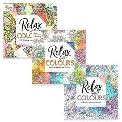 Styloo Adult Colouring Books, 180 Designs, 3-Book Series 1
