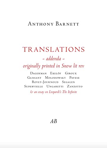 Translations Addenda: Originally Printed in Snow lit rev
