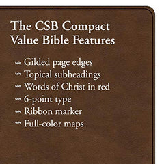CSB Compact Bible, Brown LeatherTouch, Value Edition