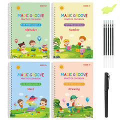 Magic Practice Copybook for Kids 4 Pack Groove Calligraphy for Children with Pen