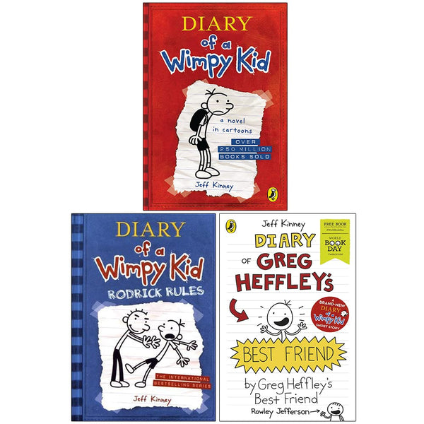 Diary of a Wimpy Kid Book 1-2 and World Book Day : 3 Books Collection Set by Jeff Kinney - used book at Perkology Books