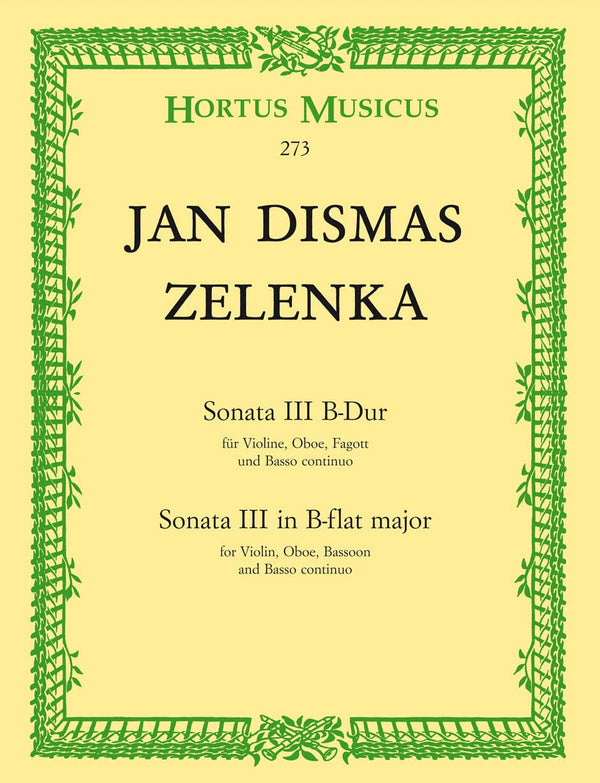 Jan Dismas Zelenka-Sonata No 3 Bb Major-Violin, Oboe, Bassoon and BC by Jan Dismas Zelenka - used book at Perkology Books