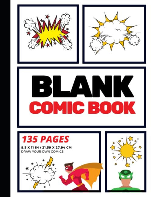 Cover of Blank Comic Book: Create Your Own Comic Strip, 135 Pages, Red (Large, 8.5 x 11) by Arnie Lightning