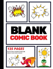 Cover of Blank Comic Book: Create Your Own Comic Strip, 135 Pages, Red (Large, 8.5 x 11) by Arnie Lightning