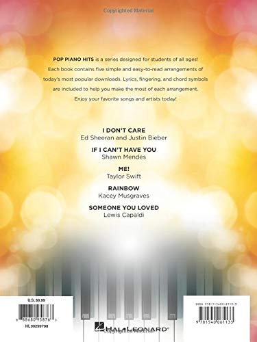 I Don't Care, Me! & More Hot Singles: Pop Piano Hits Simple Arrangements