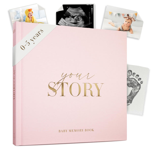 Cover of New Baby Girl Gift | Baby Memory Book, Scrapbook & Photo Record Album | Keepsake