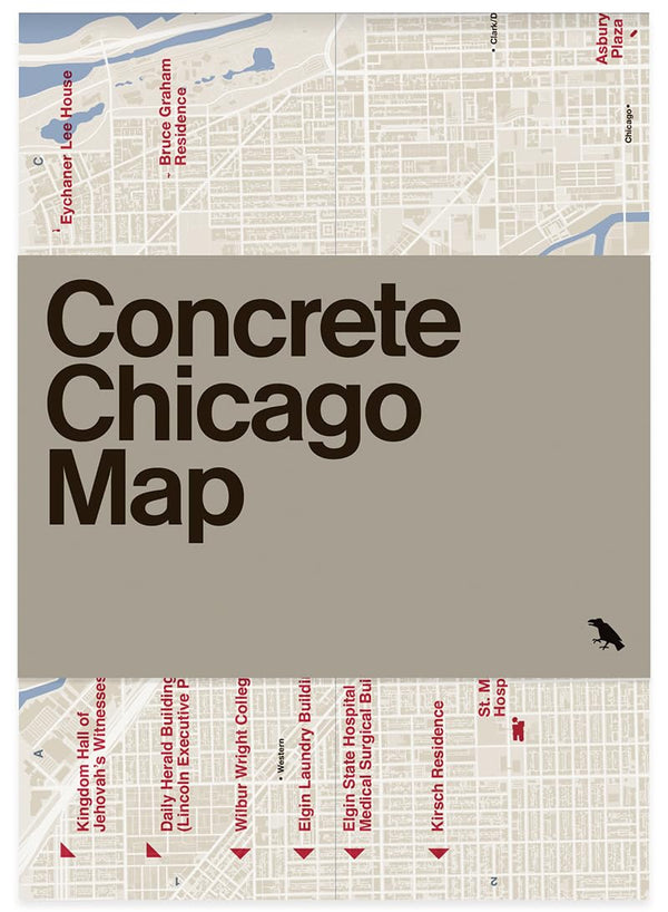Cover of Concrete Chicago Map: Guide to Concrete and Brutalist Architecture in Chicago by Iker Gil