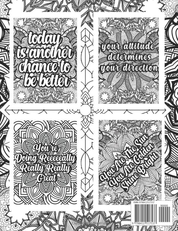 Inspirational Quotes Coloring Book For Adults: 30 Positive Saying With Easy