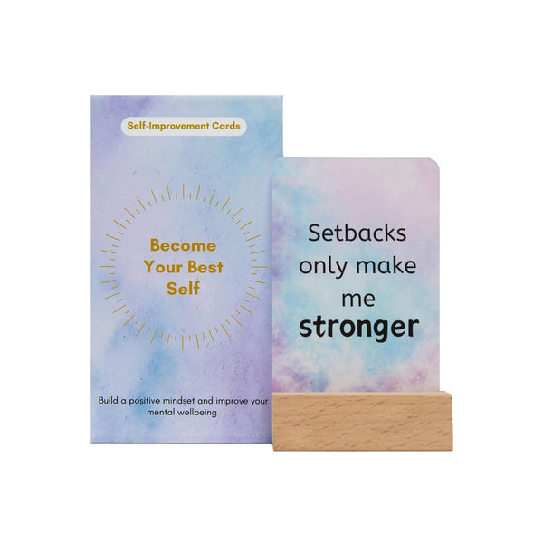 Cover of 50 Positive Affirmation Cards with Wooden Stand - Daily Mindfulness, Gratitud