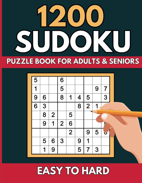 Cover of 1200 Sudoku Puzzles For Adults: A Book with 1200 Sudoku Games from Easy to Hard