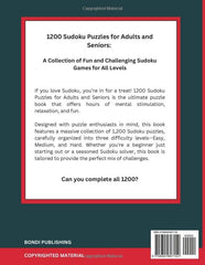 1200 Sudoku Puzzles For Adults: A Book with 1200 Sudoku Games from Easy to Hard