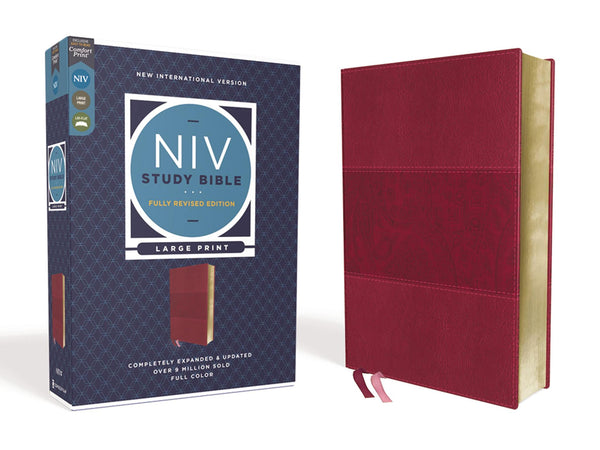 Cover of NIV Study Bible, Fully Revised Edition, Large Print, Leathersoft, Burgundy, Red by Zondervan