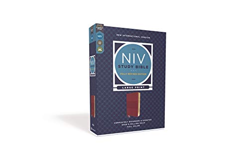 NIV Study Bible, Fully Revised Edition, Large Print, Leathersoft, Burgundy, Red
