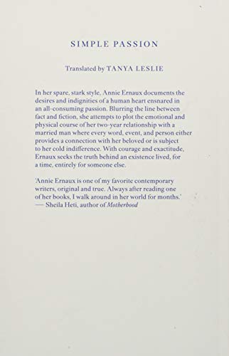 Simple Passion – WINNER OF THE 2022 NOBEL PRIZE IN LITERATURE: Annie Ernaux