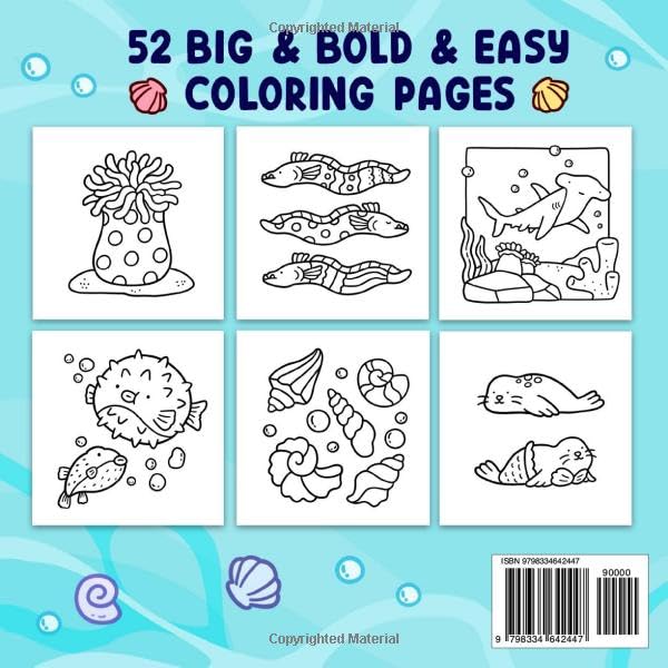 Ocean Scene: Coloring Book for Adults and Kids, Bold and Easy Designs
