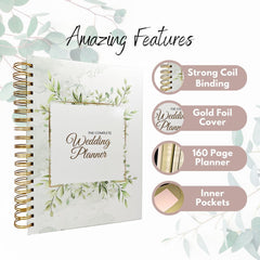 The Complete Wedding Planner, 160 Page Spiral Bound Wedding Organizer with Gold
