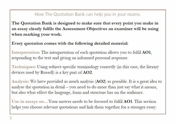 The Quotation Bank: Blood Brothers GCSE Revision and Study Guide for English