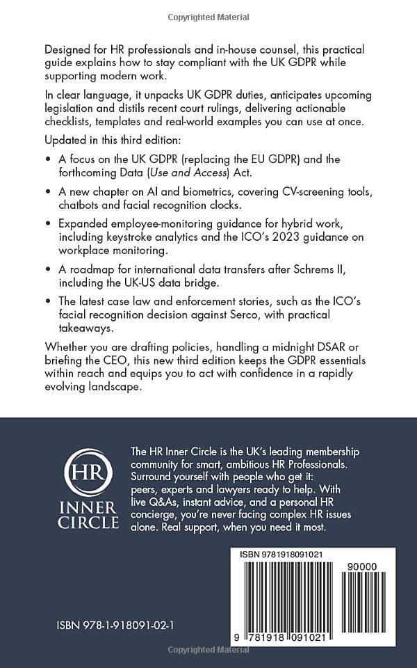 GDPR for HR Professionals: 2 (HR Inner Circle Employment Law Library)