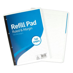 SUMMIT A4 Lined Paper, Refill Pad, 8 mm Ruled and Margin, 160 Page, Pack of 3
