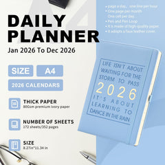 Mljtoyo A4 Diary 2026 Day per Page,Productivity Daily Planner from Jan 2026 to