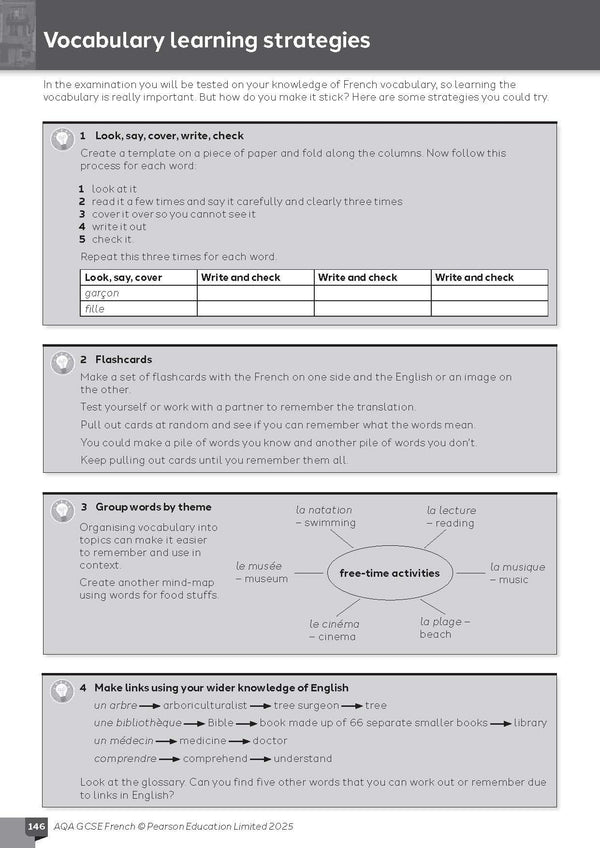 AQA GCSE French Vocabulary, Grammar and Translation Workbook (GCSE MFL 2024 for