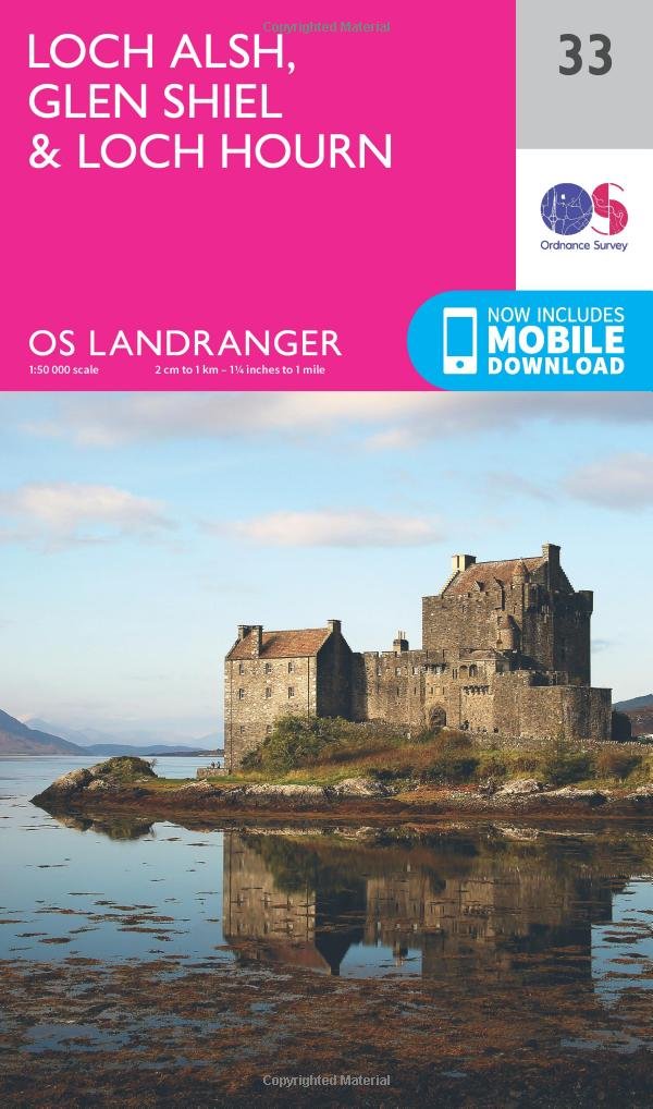 Loch Alsh, Glen Shiel & Loch Hourn Map | Glen Kingie | Ordnance Survey | OS