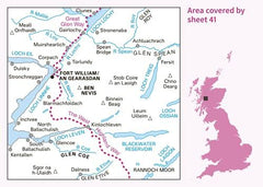 Ben Nevis Map | Fort William & Glen Coe | Ordnance Survey | OS Landranger Map