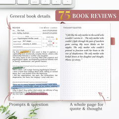 JUBTIC Reading Journal, Rose Gold