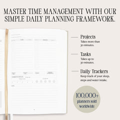 Hardback Productivity Planner - Daily planner for organisation,