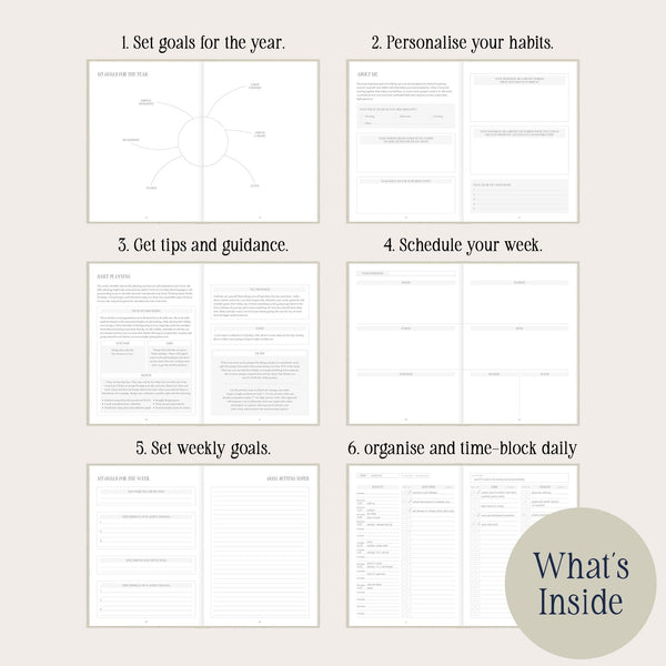 Hardback Productivity Planner - Daily planner for organisation,