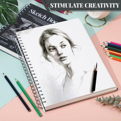A4 Sketchbook, 60 Sheets Spiral Sketch Book with 200gsm Thick Paper,