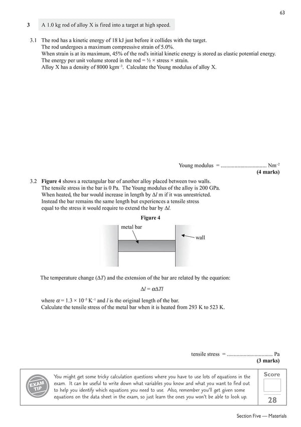 A-Level Physics: AQA Year 1 & 2 Exam Practice Workbook - includes Answers by CGP Books - used book at Perkology Books