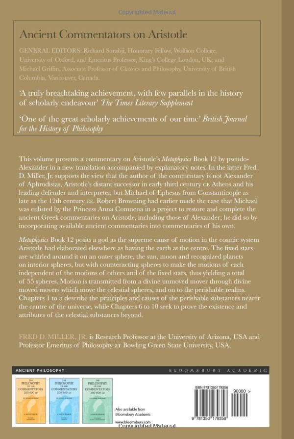 Alexander': On Aristotle Metaphysics 12 (Ancient Commentators on Aristotle) by Fred D. Miller - used book at Perkology Books