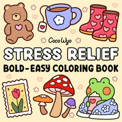 Stress Relief: Coloring Book for Adults and Kids, Bold and Easy,