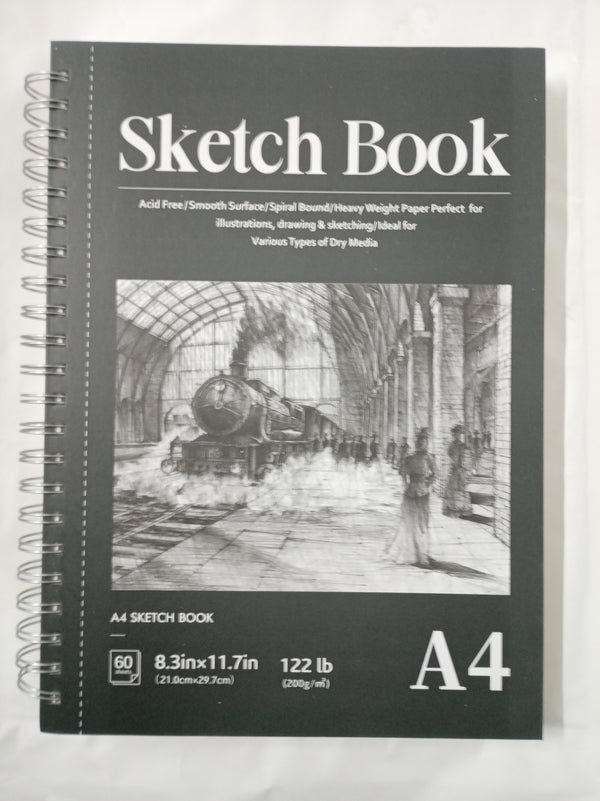 A4 Sketchbook, 60 Sheets Spiral Sketch Book with 200gsm Thick Paper,