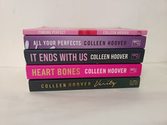 5 Colleen Hoover Books: Verity, It Ends With Us, Heart Bones, All Your Perfects, Finding Perfect