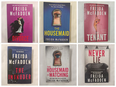 6 Freida McFadden Books: The Housemaid, The Housemaid is Watching, The Divorce, The Tenant, The Intruder, Never Lie