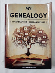 My genealogy - 14 generations - 16383 ancestors: Book to complete, 695 pages, 1 page per ancestor up to the 9th generation, 168 extension pages, Large Format