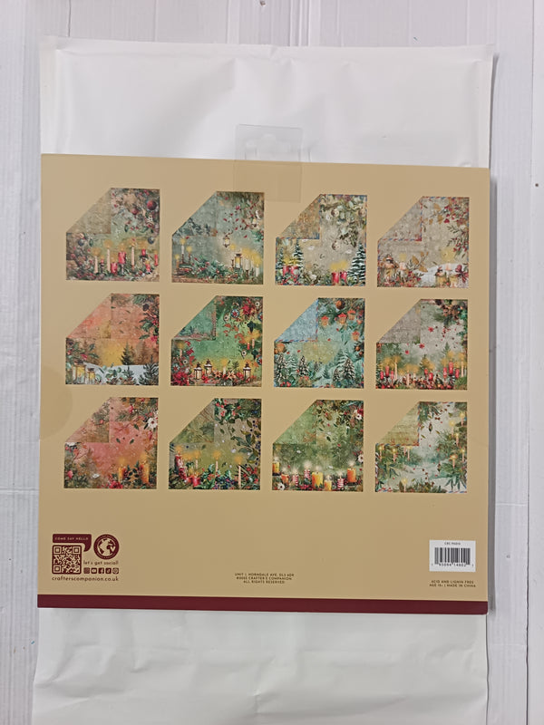 Crafters Companion Christmas by Candlelight Paper Pad- 12" x 12" (36 Double Sided sheets)