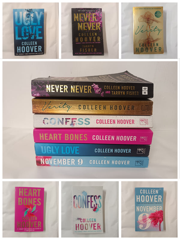 6 Colleen Hoover Books: Verity, Ugly Love, Confess, November 9, Heart Bones, Never Never
