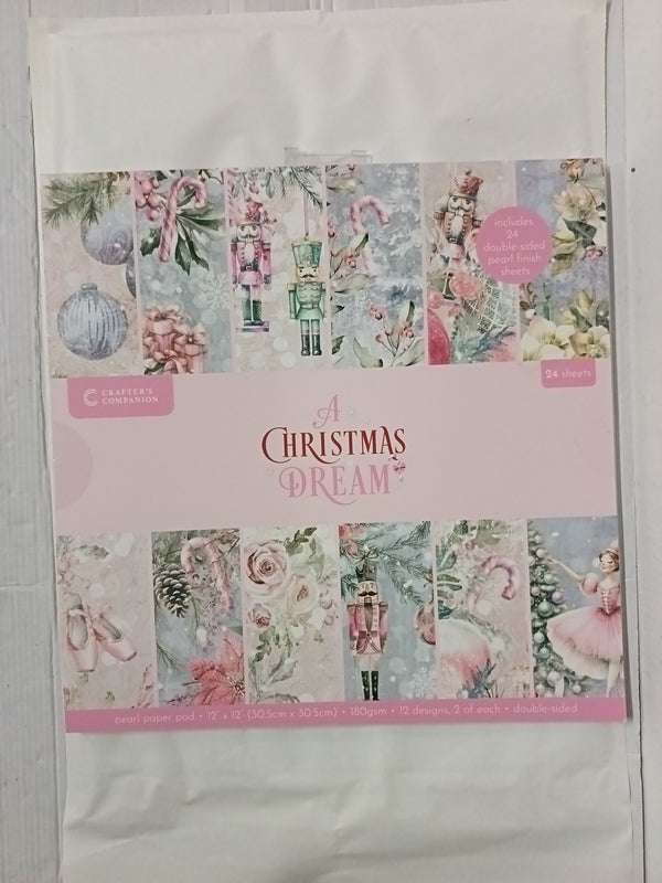 Crafters Companion, A Christmas Dream Paper Pad - 12" x 12" (24 Double Sided sheets)