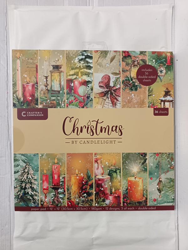 Crafters Companion Christmas by Candlelight Paper Pad- 12" x 12" (36 Double Sided sheets)