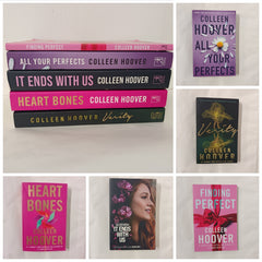 5 Colleen Hoover Books: Verity, It Ends With Us, Heart Bones, All Your Perfects, Finding Perfect