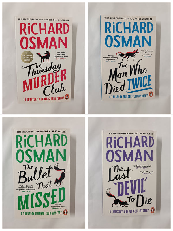 Richard Osman Collection 4 Books Set (The Thursday Murder Club, The Man Who Died Twice, The Bullet That Missed, The Last Devil To Die)