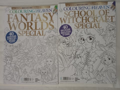 Colouring Heaven Adult Colouring Books Collection of 2 Books Fantasy Worlds & School of Witchcraft