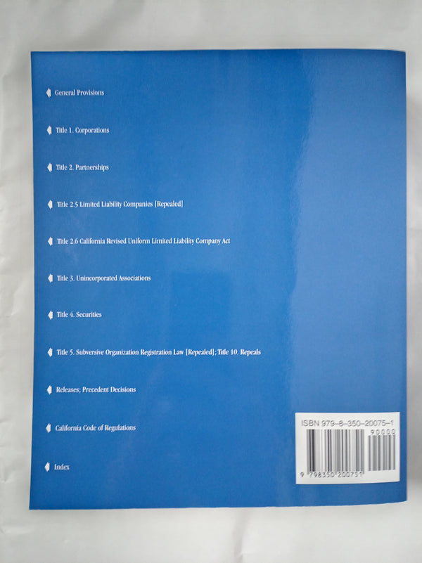 California Corporations Code, 2025 ed. (California Desktop Codes)
