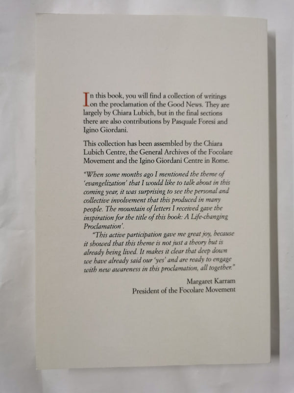 Life Changing Proclamation by Chiara Lubich