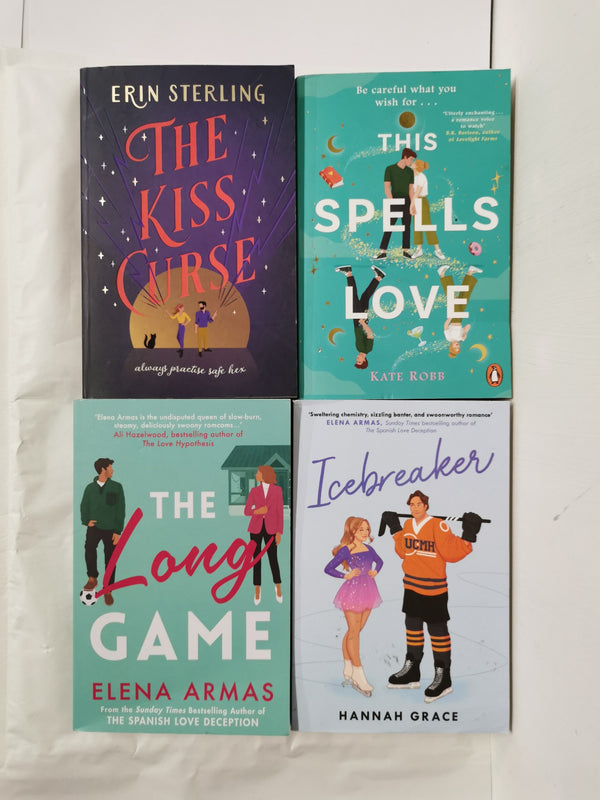 Cover of 4 Epic RomComs: This Spells Love, The Kiss Curse, The Long Game, Run Baby Run by Hannah Grace