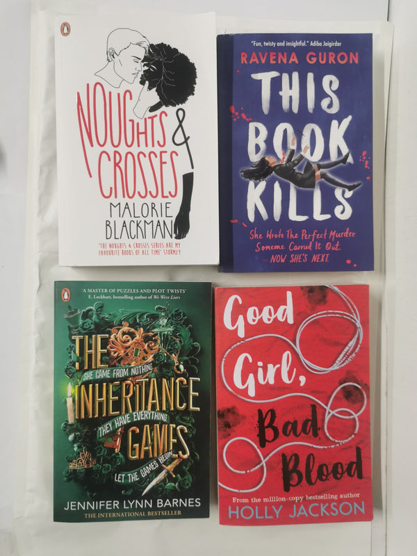 Cover of 4 Bestselling YA Books: Noughts & Crosses, Good Girl, Bad Blood, This Book Kills